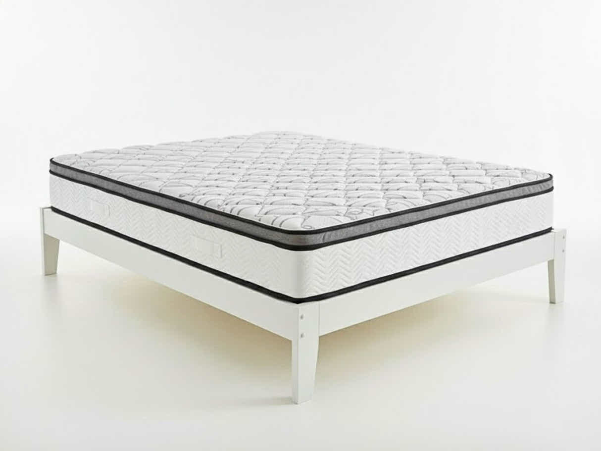 Sovo Bed Frame White & Euro Top Memory Foam Mattress GEL30 - Double