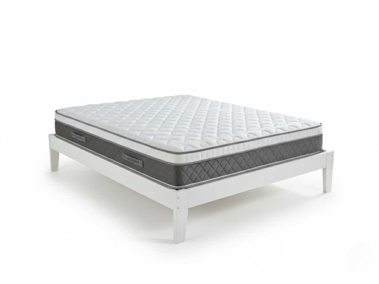 Sovo Bed Frame White & MEM23 Mattress - Double