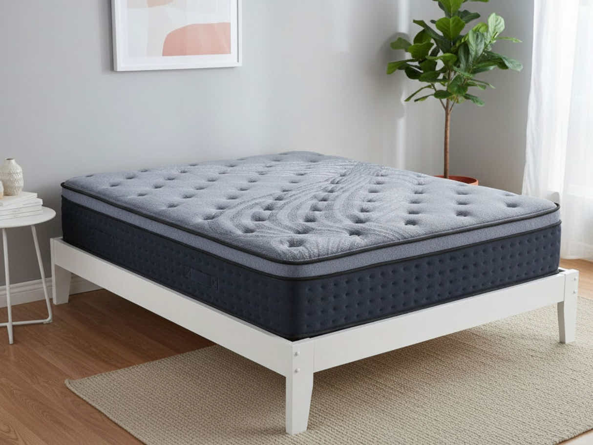Sovo Bed Frame White & Euro Top Mattress B34 - Double