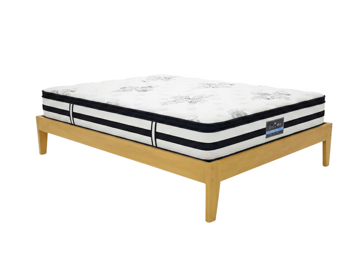 Sovo Bed Frame Oak & Euro Top Mattress K34 - Double