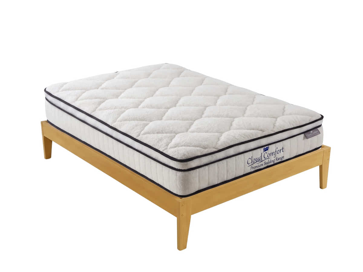 Sovo Bed Frame Oak & Boucle22 Mattress - Double