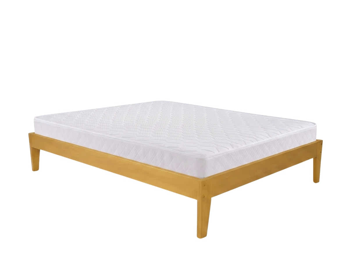 Sovo Bed Frame Oak & Bon15 Mattress - Queen