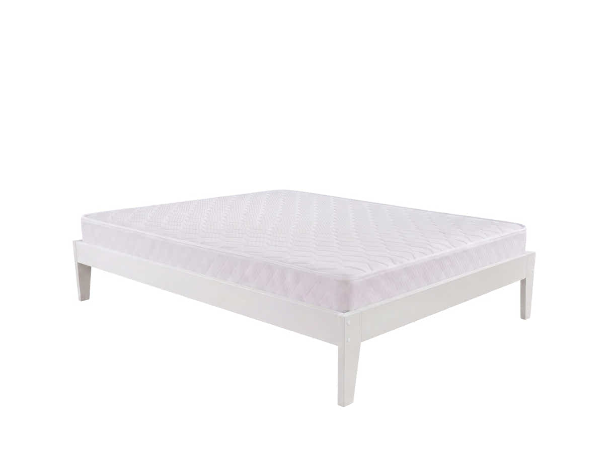 Sovo Bed Frame White & Bon15 Mattress - Double