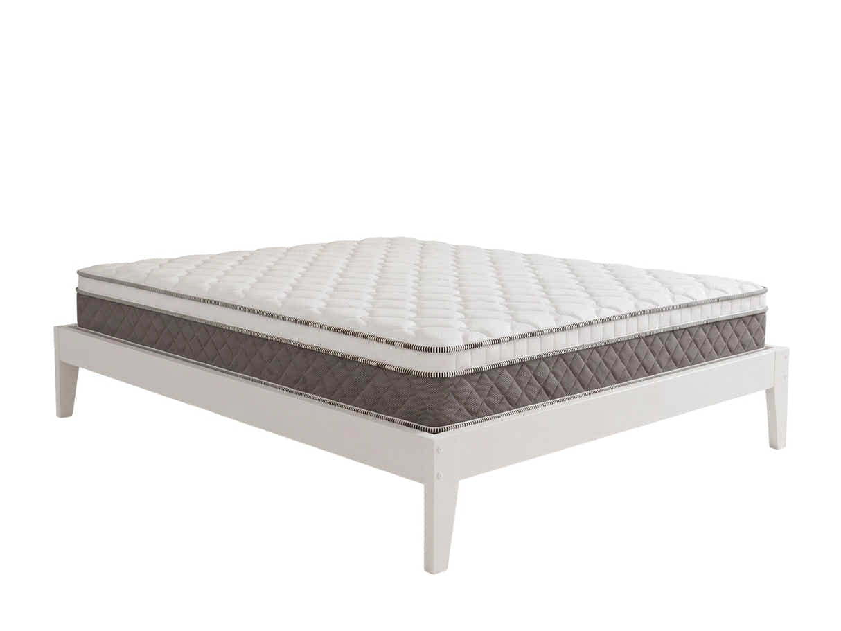 Sovo Bed Frame White & MEM23 Mattress - Queen