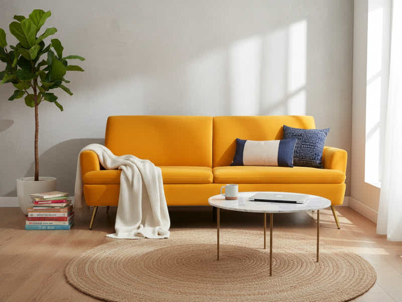 Gyllene Velvet Sofa Bed - Yellow