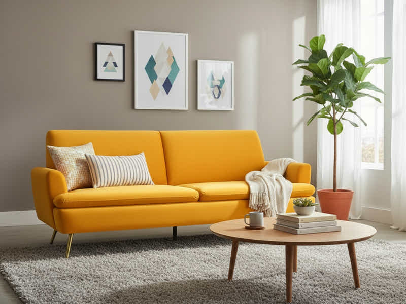 Gyllene Velvet Sofa Bed - Yellow
