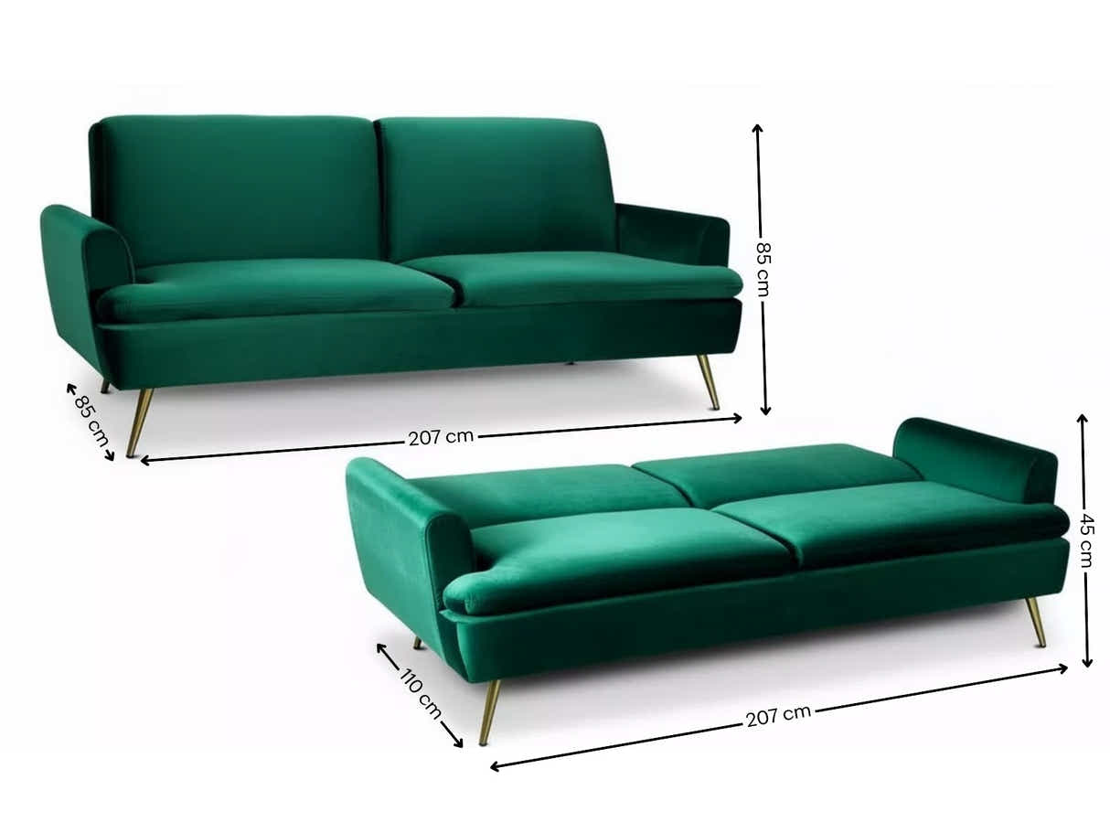 Gyllene Velvet Sofa Bed - Dark Green