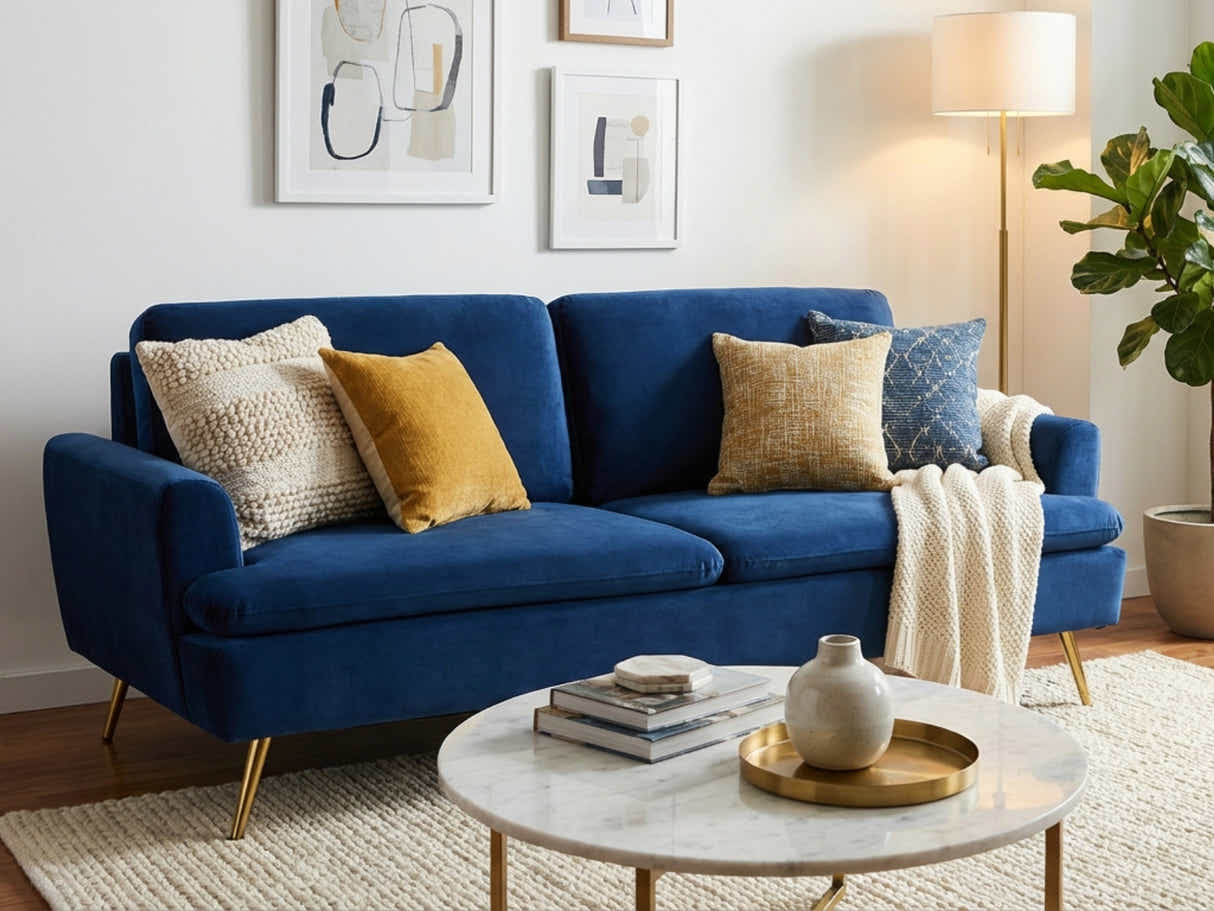 Gyllene Velvet Sofa Bed - Navy