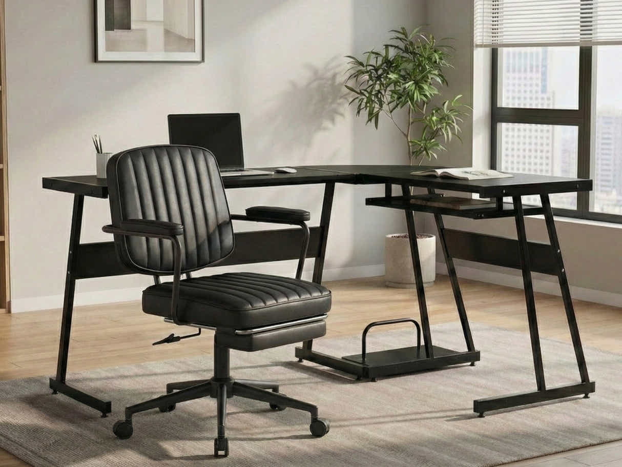 Irina L-Shaped Computer Desk & Elio Office Chair