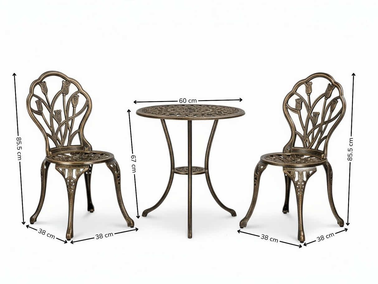 Ornato Cast Aluminum Bistro Set – Antique Bronze