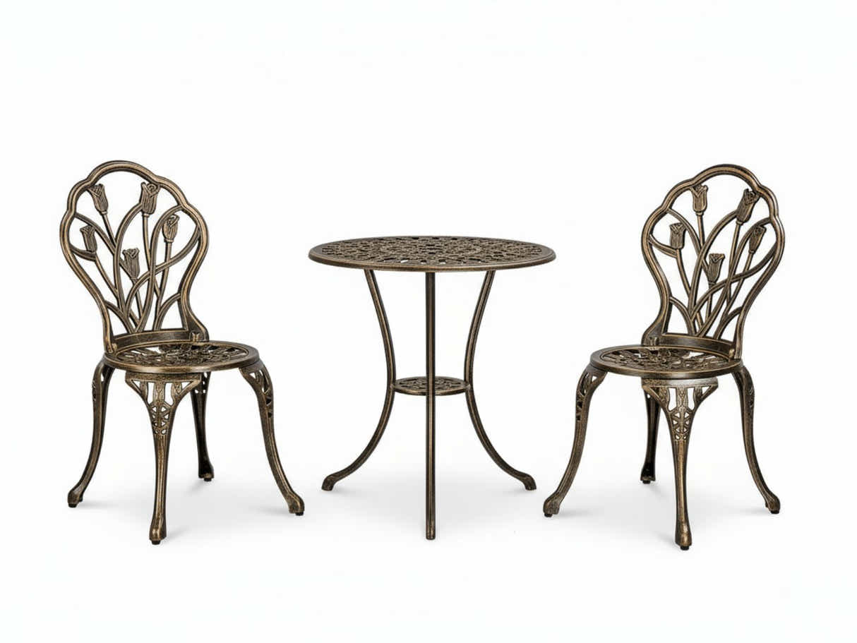 Ornato Cast Aluminum Bistro Set – Antique Bronze