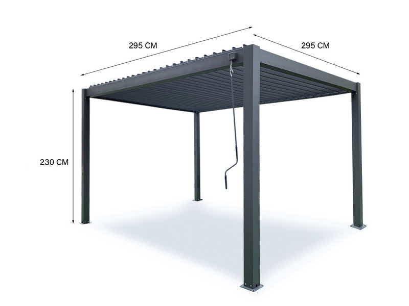 Aluminum Louvre Roof Pergola Grey - 3m x 3m