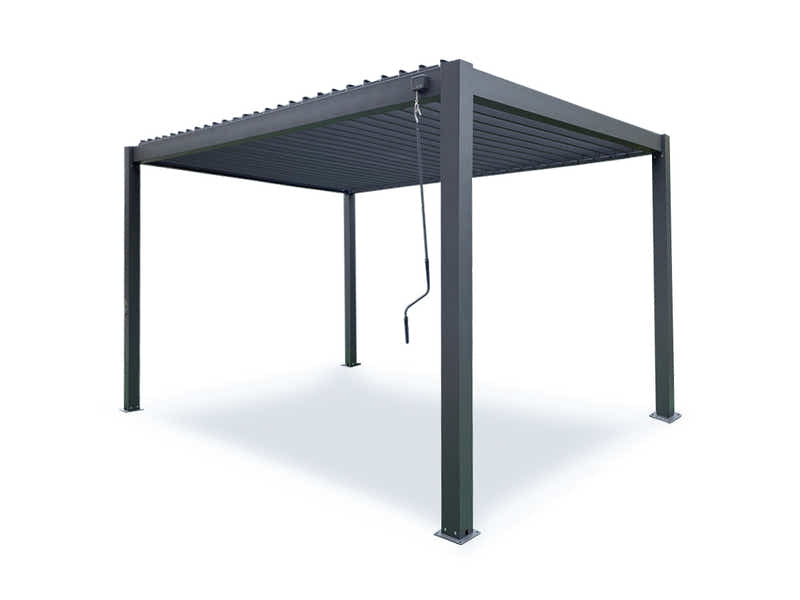 Aluminum Louvre Roof Pergola Grey - 3m x 3m
