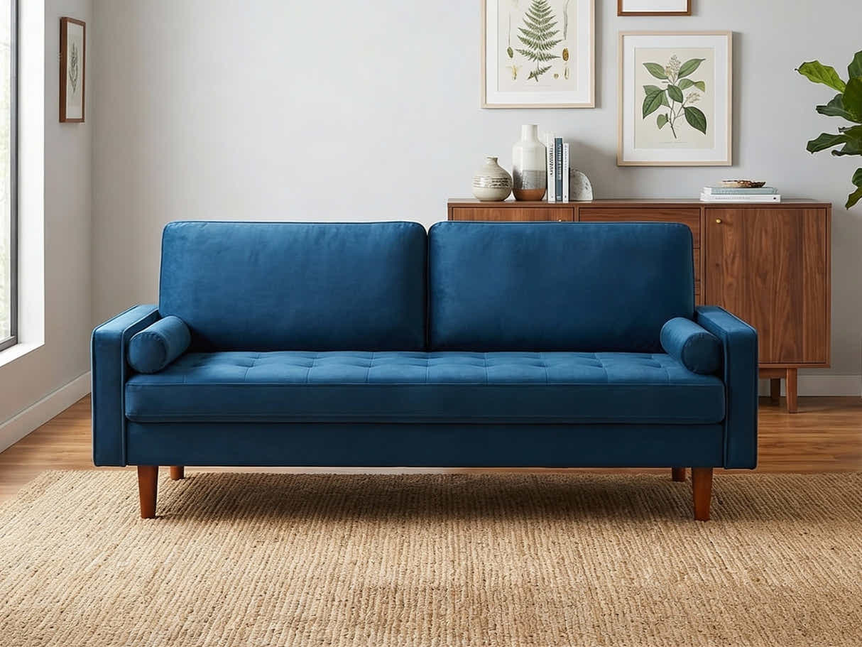 Gyllene 2-Seater Velvet Sofa - Blue