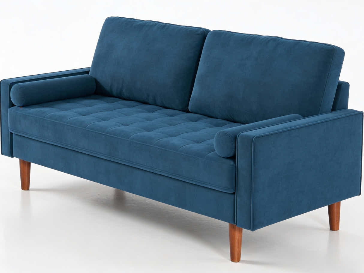 Gyllene 2-Seater Velvet Sofa - Blue