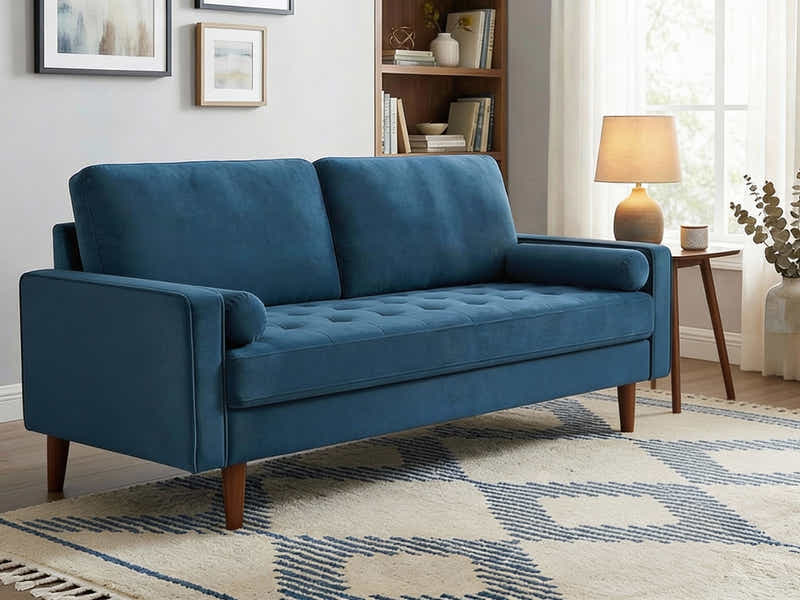 Gyllene 3-Seater Velvet Sofa - Blue