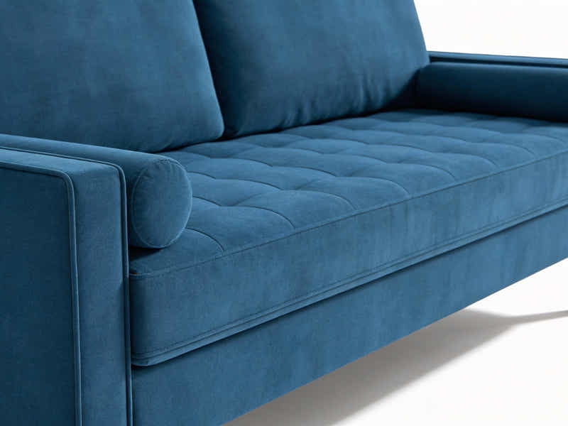 Gyllene 3-Seater Velvet Sofa - Blue