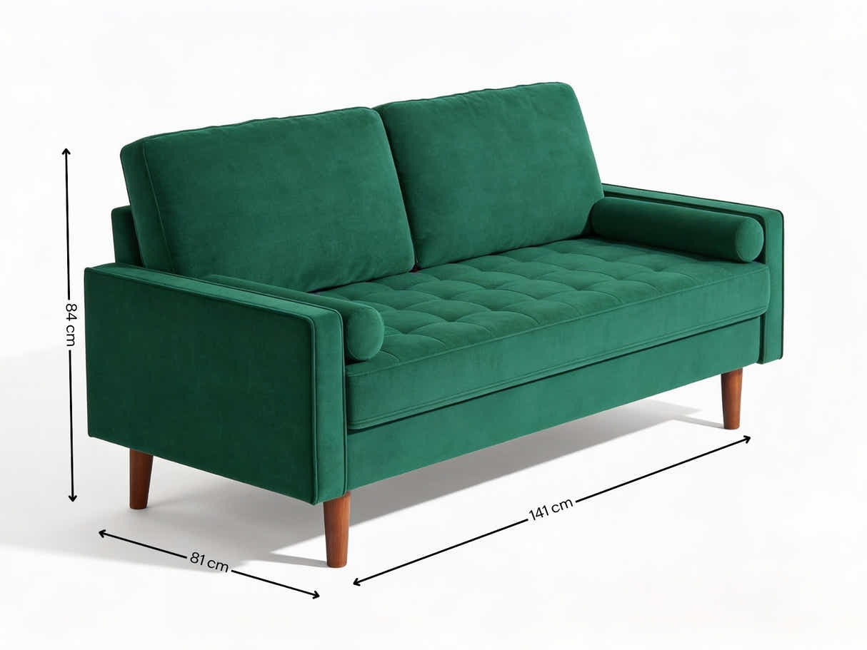 Gyllene 2-Seater Velvet Sofa - Green
