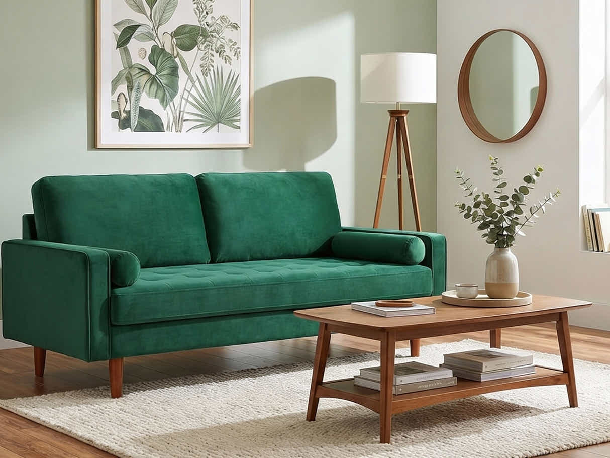 Gyllene 2-Seater Velvet Sofa - Green