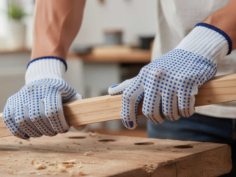 Polycotton Work Gloves with PVC Grip Dots – 12 Pairs Pack