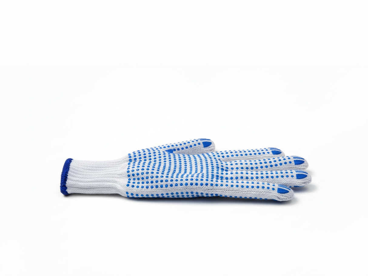 Polycotton Work Gloves with PVC Grip Dots – 12 Pairs Pack