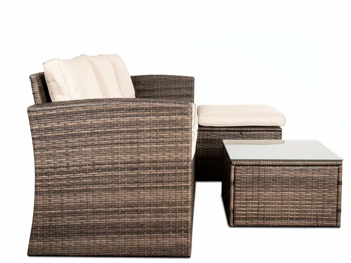 Reo 3-Piece Outdoor Sofa with Storage - Beige