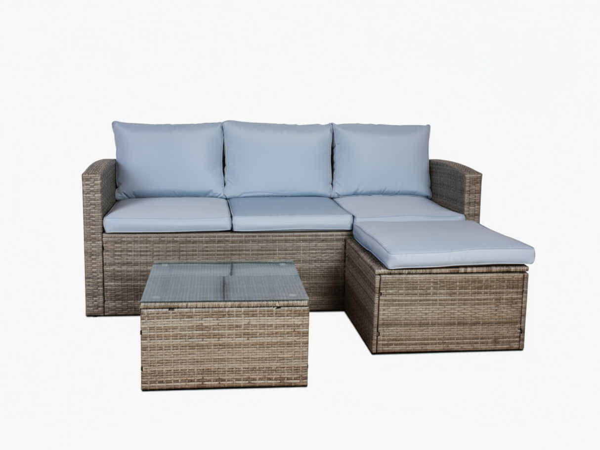 Reo 3-Piece Outdoor Sofa with Storage - Blue