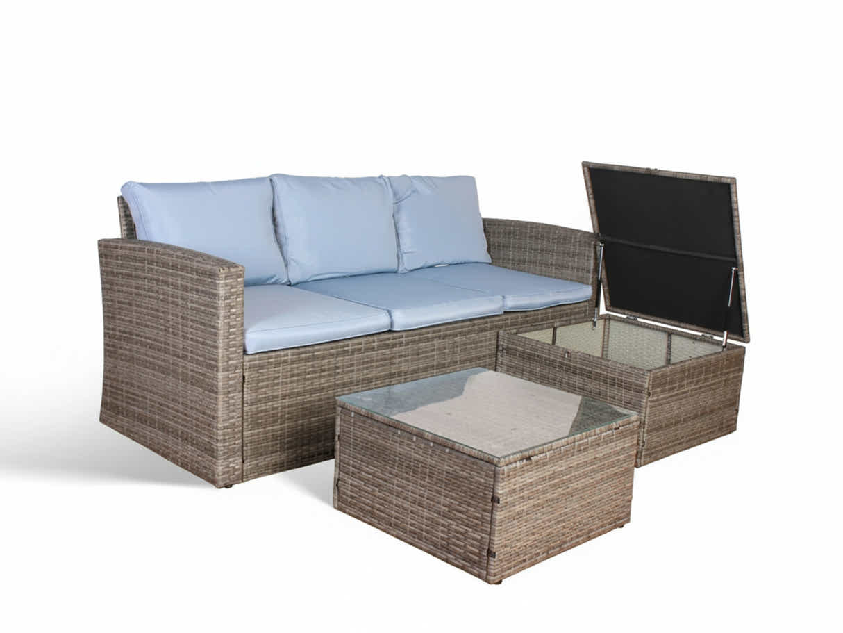 Reo 3-Piece Outdoor Sofa with Storage - Blue
