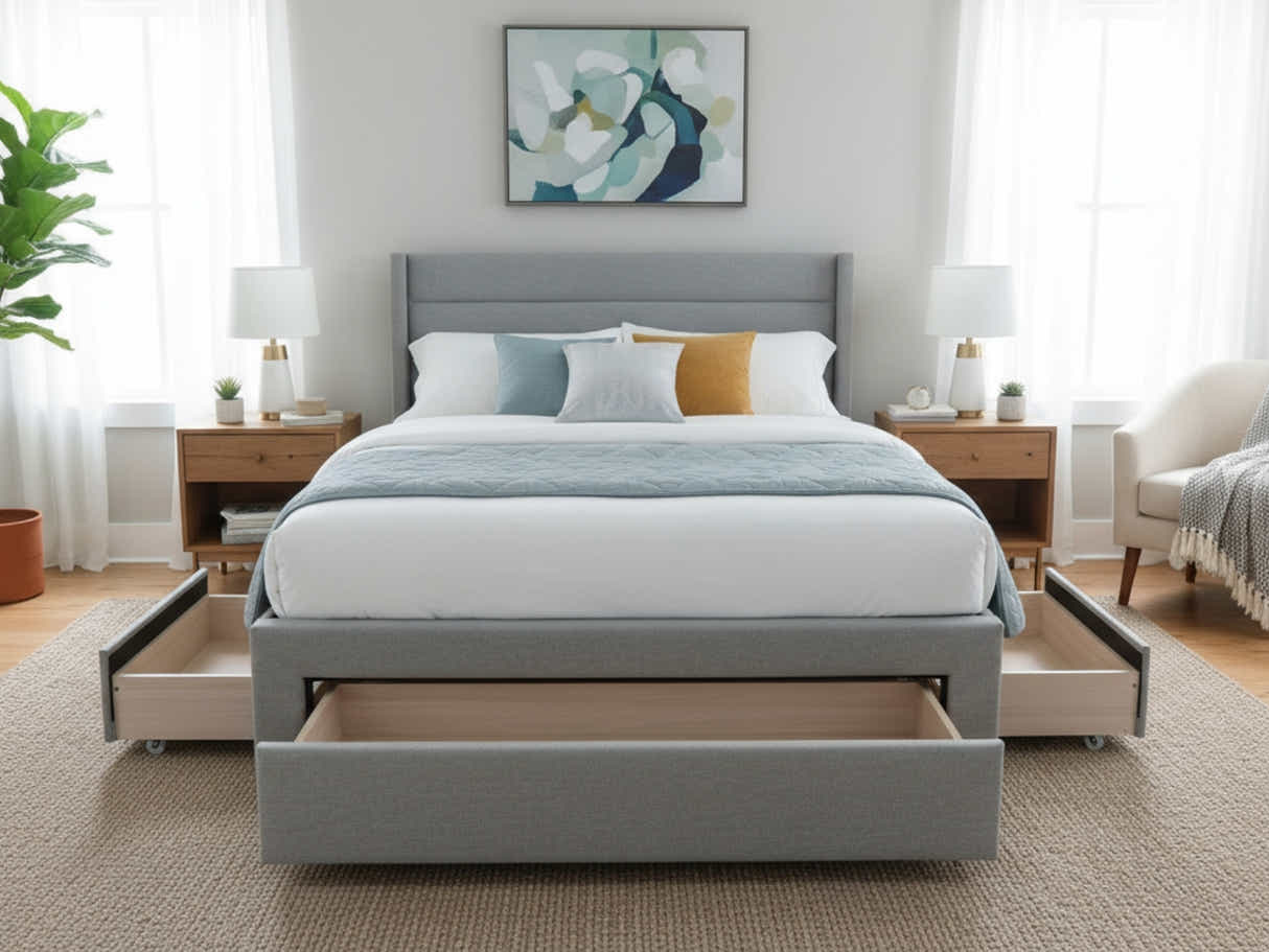 Coronado-A Bed Frame With Drawers - Double