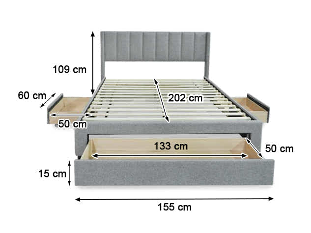 Coronado-A Bed Frame With Drawers & Euro Top Mattress K34 - Double