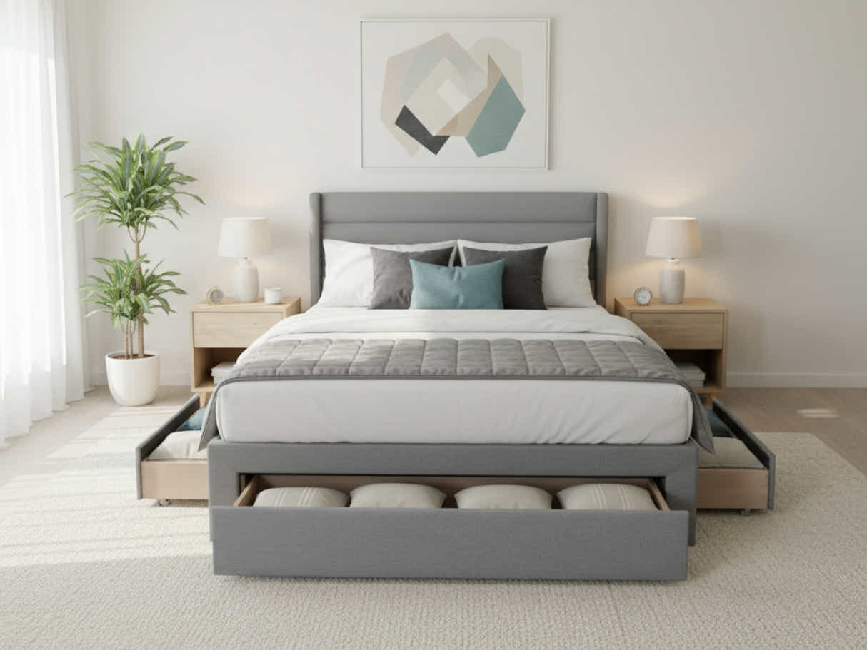 Coronado-A Bed Frame With Drawers - Queen