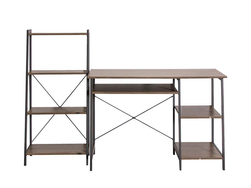Metal Frame Desk and Bookcase Set