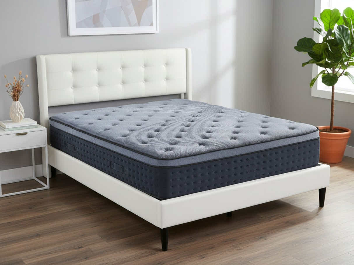 Vele‑C Bed Frame White & Euro Top Mattress B34 - Double