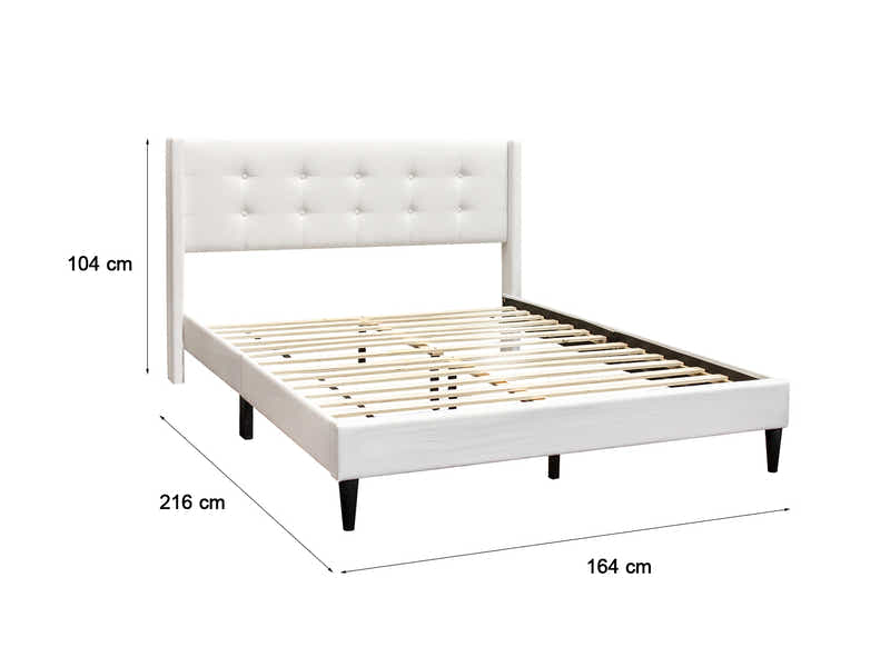 Vele-C Bed Frame White & Xclusive Pocket Spring Mattress X20 - Queen (Combo)