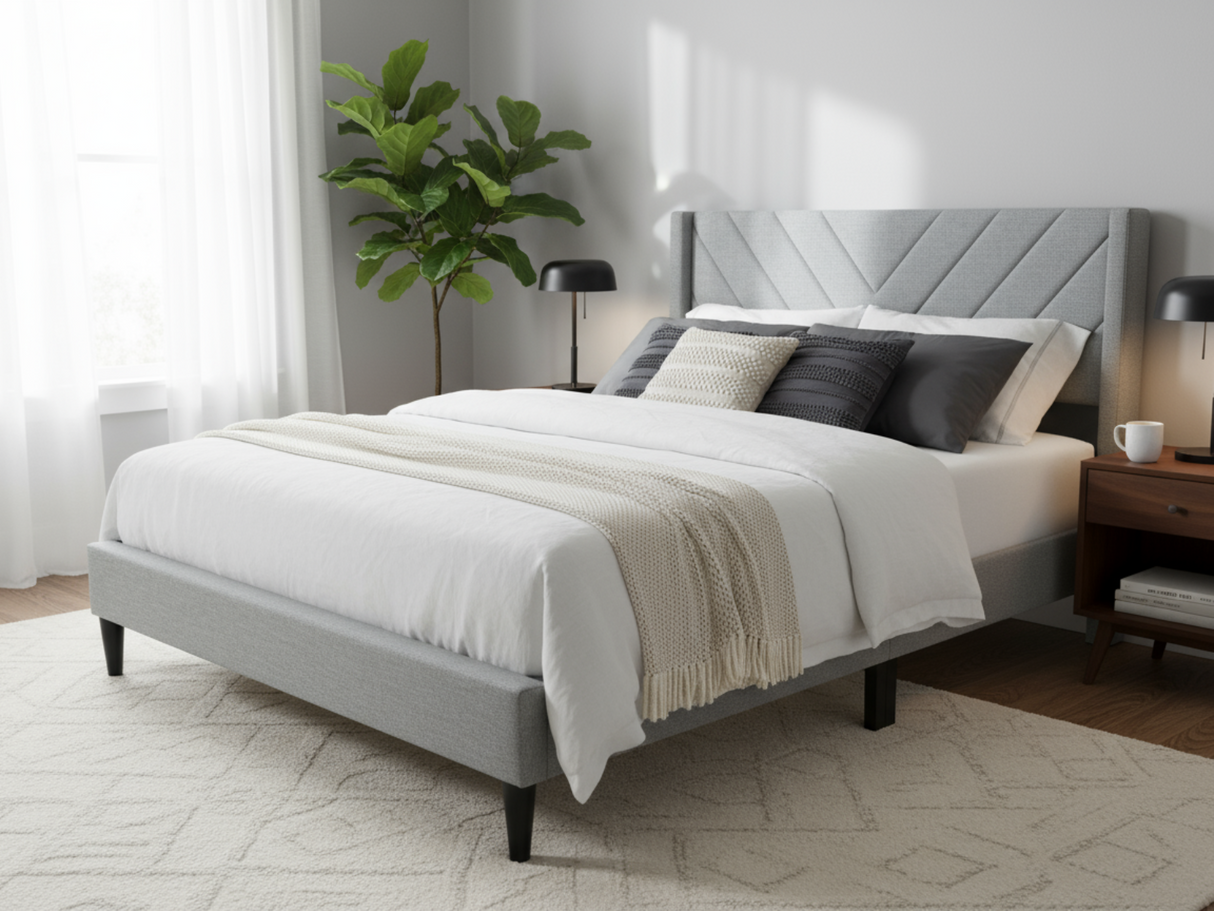 Vele-D Bed Frame Light Grey - Double