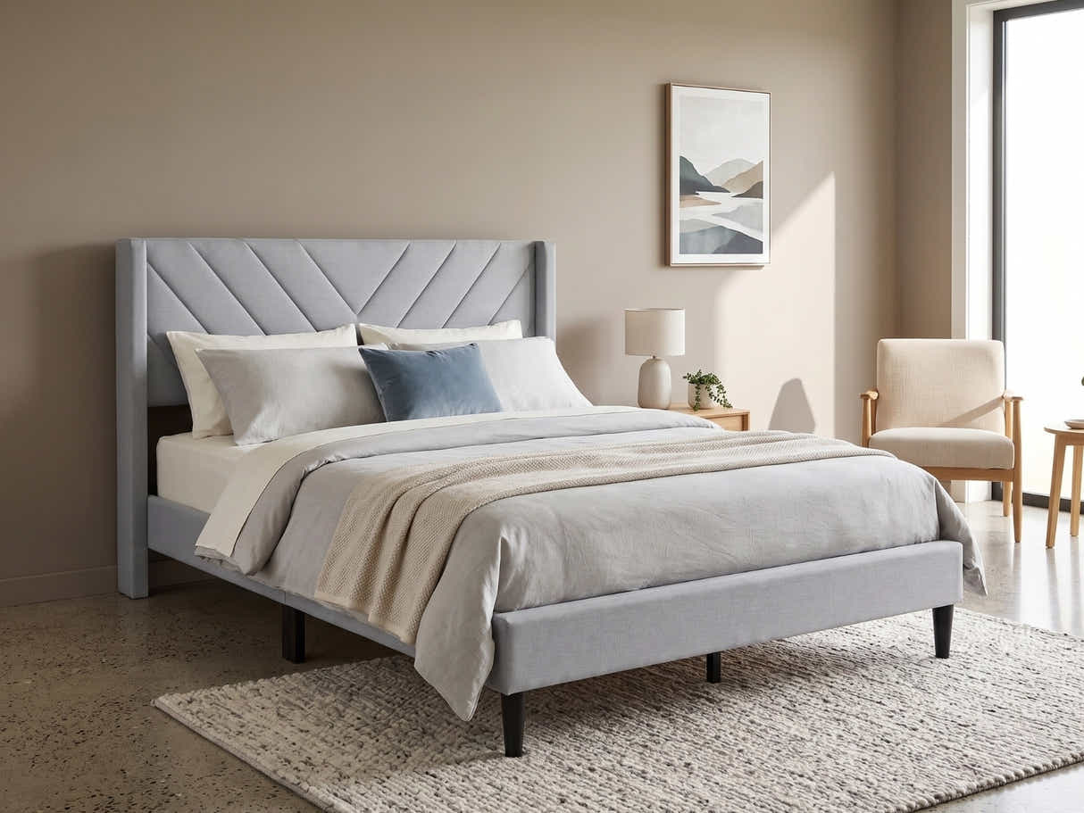 Vele-D Bed Frame Light Grey - Double