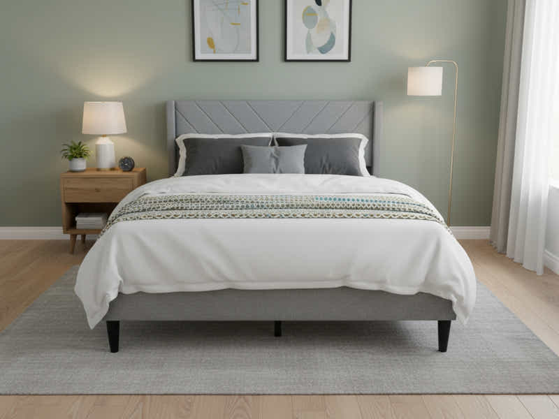 Vele-D Bed Frame Light Grey - Queen
