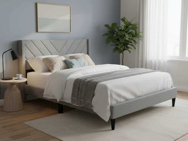 Vele-D Bed Frame Light Grey - Queen