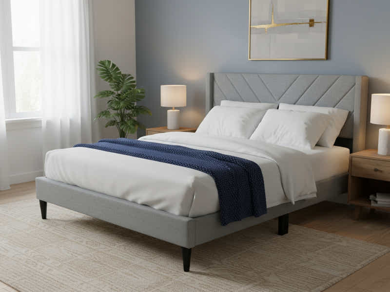 Vele-D Bed Frame Light Grey - Queen