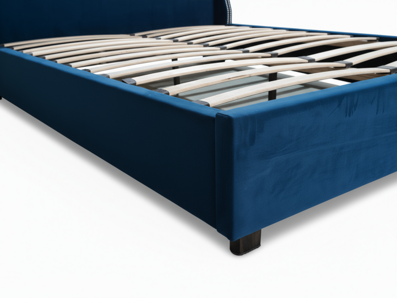 Aria Velvet Bed Frame Blue - Queen
