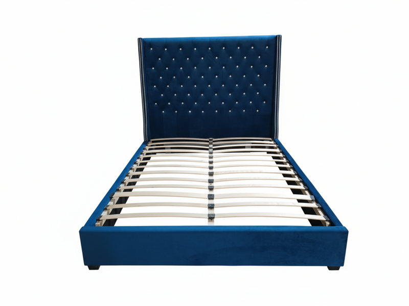 Aria Velvet Bed Frame Blue - Queen