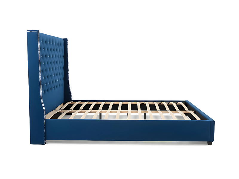 Aria Velvet Bed Frame Blue - Queen