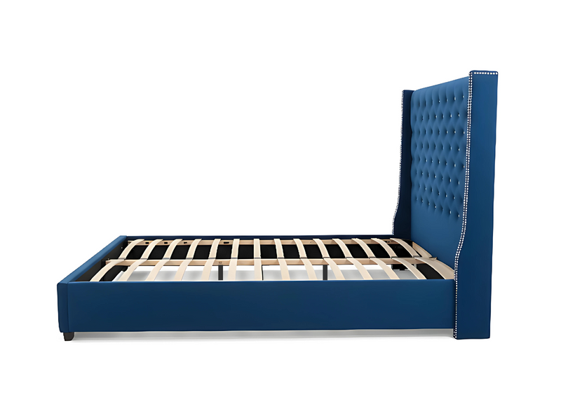 Aria Velvet Bed Frame Blue - Queen