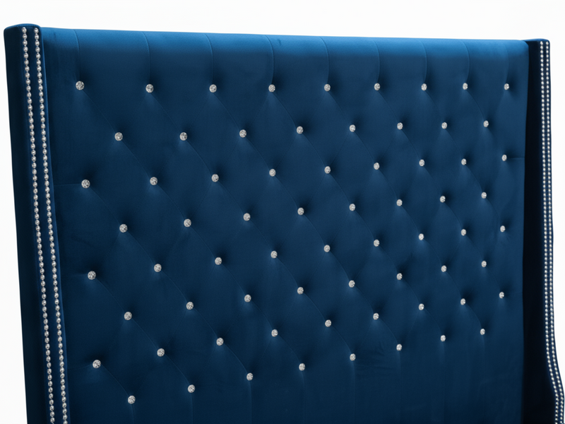 Aria Velvet Bed Frame Blue - Queen