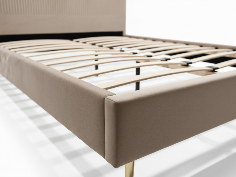 Fenix Velvet Bed Frame Brown - Queen