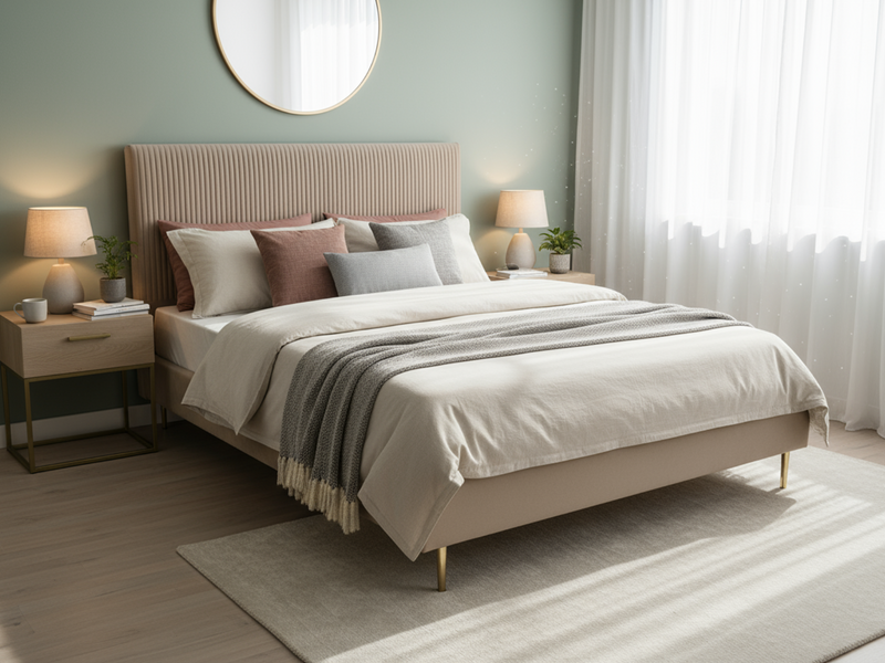 Fenix Velvet Bed Frame Brown - Queen