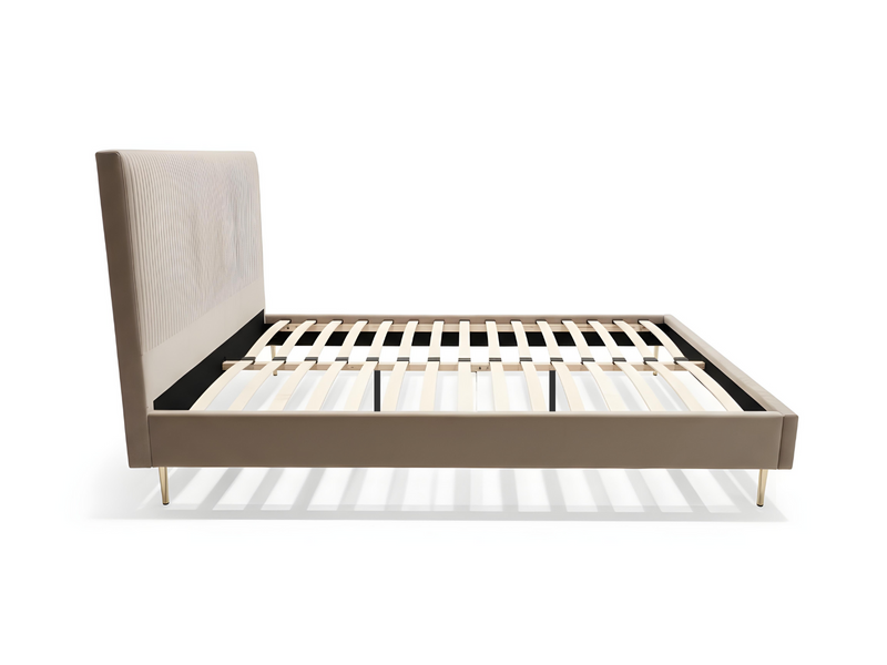 Fenix Velvet Bed Frame Brown - Queen