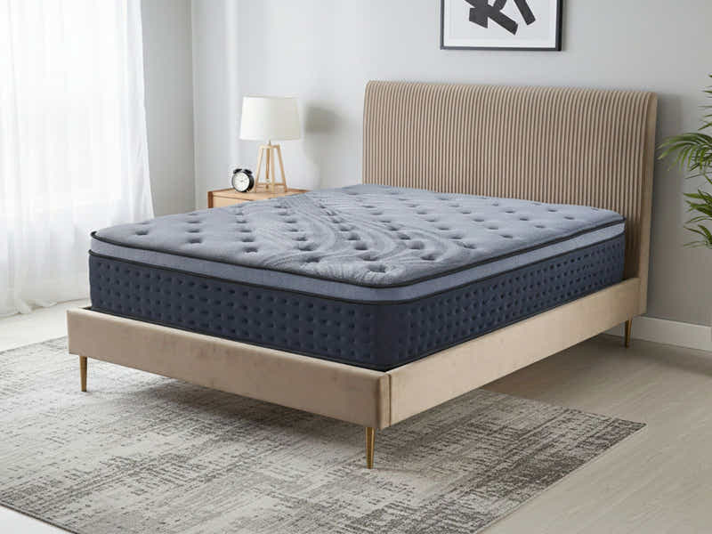 Fenix Velvet Bed Frame Brown & Euro Top Mattress B34 – Queen (Combo)