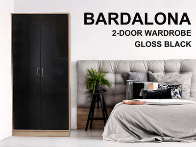 Bardalona 2-Door Wardrobe - Gloss Black