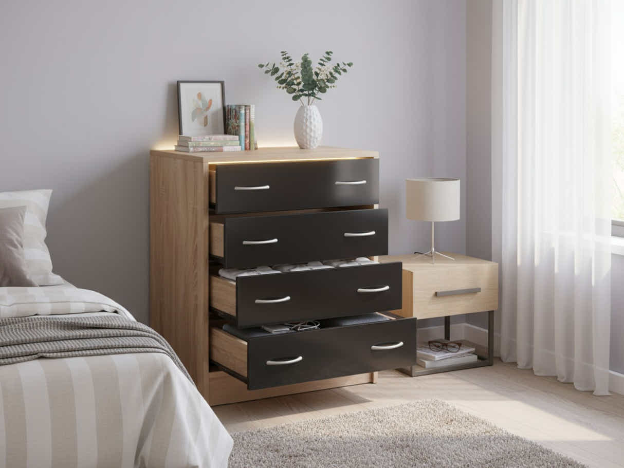 Bardalona 4-Drawer Chest - Gloss Black